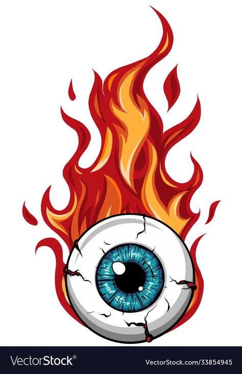 Flying Eyeball Art, Flying Eyeball, Fire Vector, Fire Eyes, Fire Drawing, Eyeball Art, Graffiti Doodles, Flame Art, In Flames