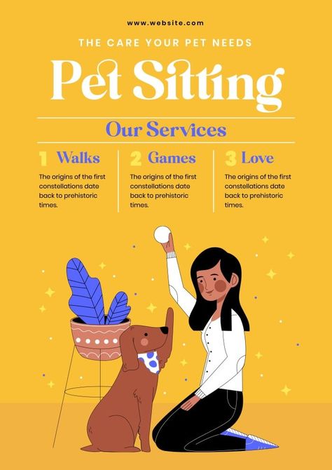 Hand-drawn Pet Sitting Services Poster Animal Care Poster, Dog Walker Flyer Ideas, Dog Sitting Poster Ideas, Pet Sitter Flyer, Dog Sitting Flyers, Pet Business Ideas, Pet Sitting Flyer, Dog Walker Flyer, Pet Sitting Logo