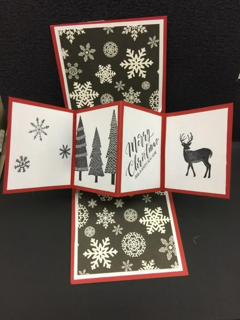 Twist And Pop Cards, Twist And Pop Up Card, Twist Pop Up Card, Twist And Pop Christmas Cards, Splitcoaststampers Cards Christmas, Stamp A Stack Christmas Cards, Triple Panel Pop Up Card, Pop Up Christmas Cards, Twist Pop