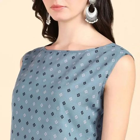 Women's Printed Cotton Sleeveless Kurti Get Upto 70% Off To Buy : DM us the product screenshot in Instagram DM or WhatsApp DM. WhatsApp DM Link provided in Bio (Websites) Size: S M L XL 2XL Neck Style: Boat Neck Color: Blue Fabric: Cotton Pack Of: Single Type: Stitched Style: Digital Printed Design Type: A-Line Sleeve Length: Sleeveless Occasion: Formal Kurta Length: Calf Length Within 6-8 business days However, to find out an actual date of delivery, please enter your pin code... Sleeveless Kurti, Sleeveless Kurta, Salwar Pattern, Kurta Designs, Grey Fabric, Printed Design, Blue Fabric, Boat Neck, Printed Cotton