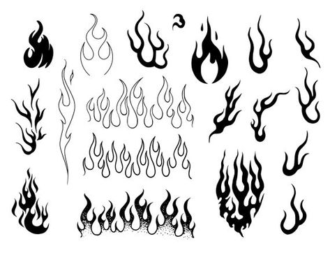 Fire Sketch Tattoo, Flames Line Art, Flames Tattoo Hand, Fire Flash Tattoo, Black And Grey Flames Tattoo, Fire Back Tattoo, Fire Ankle Tattoo, Flame Design Tattoo, Flame Back Tattoo