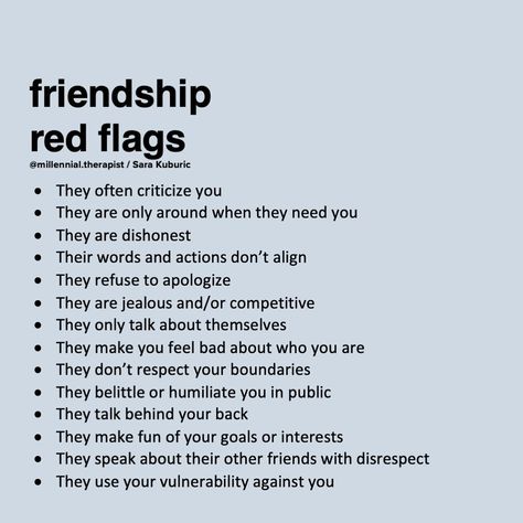 Sara Kuburic on Instagram: “Red + Green Flags 🚩#millennialtherapist #friendship” Bad Friendships, Friendship Red Flags, Toxic Friendships Quotes, Bad Friendship Quotes, Therapist Quotes, Bad Friendship, Friend Advice, Friendship Breakup, Fake Friendship