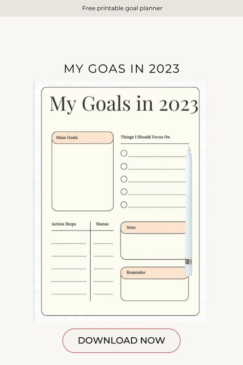 Stay focused and organized in 2023 with our printable and digital goal planner! set your goals for 2023 to ensure you stay on track. Start the new year off strong and crush your goals with our 2023 goal planner! #goalplanner #2023planner #printableplanner #digitalplanner #organizationtips Goal Planner Printable Free, Goals For 2023, 2023 Digital Planner, Goal Planner Printable, Note Reminder, Goal Tracking, Achieve Your Dreams, Goal Planner, Set Your Goals