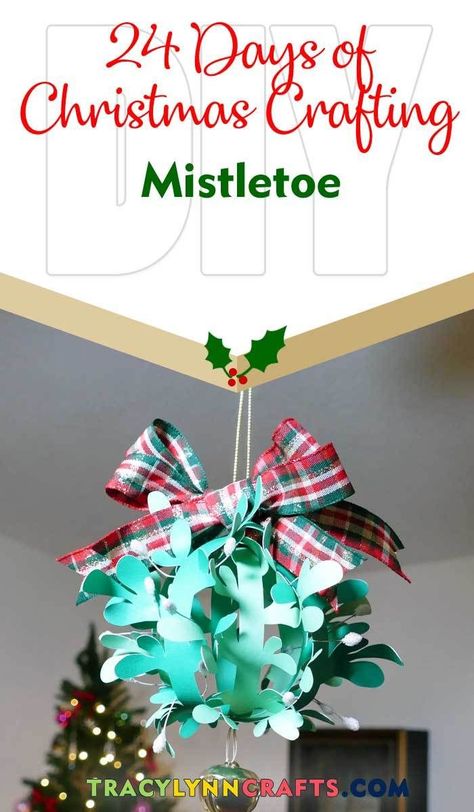 Get your Christmas kisses under this DIY paper mistletoe | #diy #mistletoe #cricut #paper #christmas How To Make Mistletoe, Diy Mistletoe, Paper Mistletoe, Mistletoe Craft, Mistletoe Diy, 24 Days Of Christmas, Christmas Crafts Diy Gifts, Christmas Kisses, Christmas Kiss