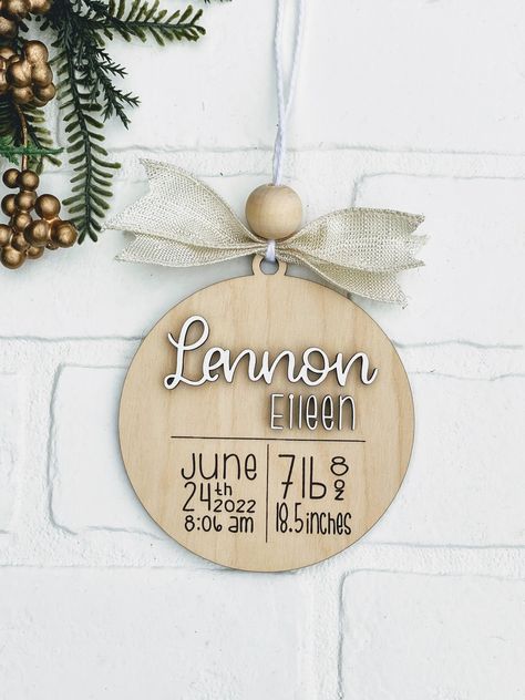 Baby Christmas Ornaments, Baby Birth Stats, Newborn Birth, Baby Stats, Birth Stats, Baby First Christmas Ornament, Baby Christmas, Baby Ornaments, Baby Keepsake