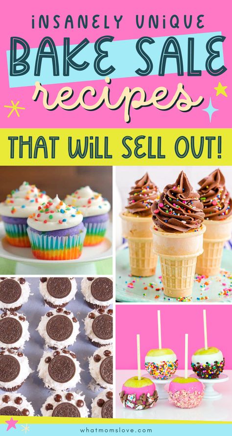 Baked Good For Bake Sale, Easy Cake Stall Ideas, Bake Sale Muffins Packaging, Cute Easy Bake Sale Ideas, Cute Bake Sale Packaging, Unique Bake Sale Treats, Diy Bake Sale Ideas, Fundraiser Snack Ideas, Baked Good To Sell