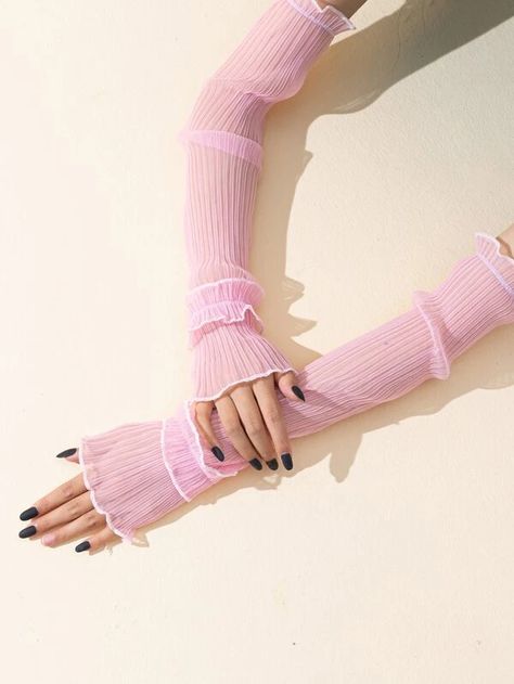 Flounce Cuff Pleated Arm Sleeves | SHEIN USA Arm Sleeves, Pink Collar, Pink Collars, Fluttershy, Arm Sleeve, Leg Warmers, Pear, Gloves, Jewelry Accessories