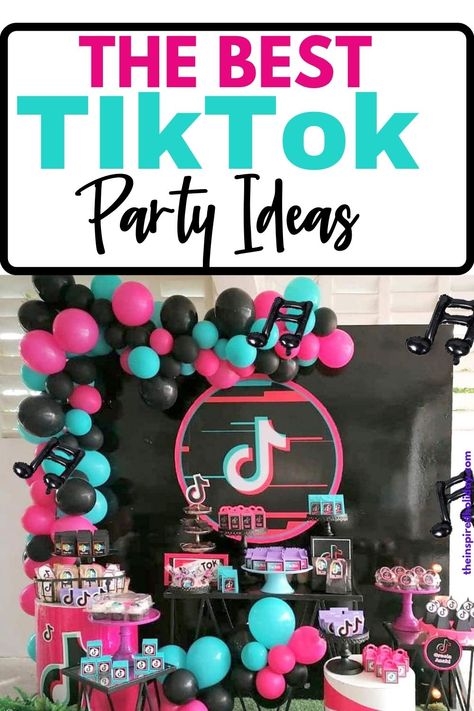 TikTok Party Ideas Tiktok Bday Party Ideas, Tiktok Theme Party, Tik Tok Themed Birthday Party, 10th Birthday Girl Themes Ideas, Tiktok Theme Birthday Party, Tiktok Party Ideas, Tik Tok Birthday Party Ideas, Tiktok Birthday Party Ideas, Tik Tok Birthday Party