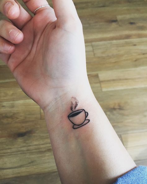 Coffee Tattoo Ideas, Coffee Cup Tattoo, Tattoo Cafe, Small Tattoos For Men, Molecule Tattoo, Cup Tattoo, Coffee Tattoo, Food Tattoos, Coffee Tattoos