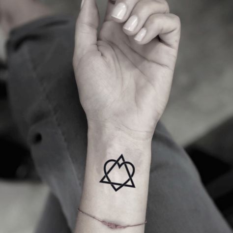 Adoption Symbol Temporary Tattoo | Triangle Heart Tattoo Sticker | Wrist Hand Arm Waterproof Removable Transfer Stick On Tattoo | (Set of 2) Adoption Tattoo, Hallows Tattoo, Minimalist Tattoo Design, Stag Tattoo, Angelic Symbols, Hp Tattoo, Potter Tattoo, Wrist Tattoos For Guys, Harry Potter Tattoos