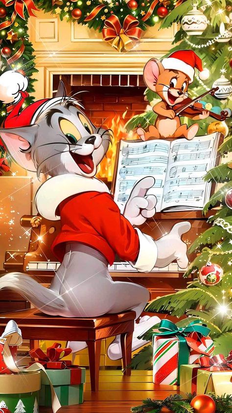 Santa Jokes, Tom And Jerry Wallpapers, Tom And Jerry Cartoon, Merry Christmas Pictures, Disney Cartoon Characters, Teddy Bear Pictures, Christmas Scenery, Christmas Jokes, Cute Christmas Wallpaper