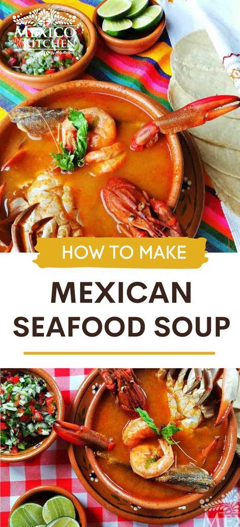 Puerto Rican Seafood Soup, Seven Seas Soup Mexican, Seafood Soup Recipes Mexican, Shrimp Soup Mexican, Mexican Seafood Recipes, Fish Soup Recipe Mexican, Bariatric Soups, Spicy Seafood Soup, Mexican Seafood Soup