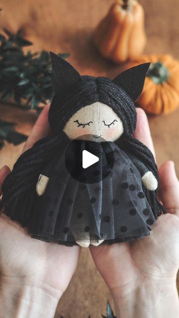 Handmade dolls • Doll making tutorials & patterns on Instagram: "I missed these mini dolls, so decided to make a small collection of the pocket sized babies. The first one is cute bat doll, similar to the standard sized doll I made before. Hope you will like this cutie, guys. Next shop update is on Tuesday, at 3 p.m.New York time 🖤 Stay tuned! #handmadedolls #minidoll" Doll Making Tutorials, Sewing Bee, Mini Dolls, Cute Bat, Handmade Dolls, Doll Making, Pocket Size, I Missed, Dolls Handmade