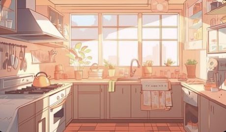 Living Room Background Drawing, Aesthetic Kitchen Drawing, Kitchen Background Drawing, Cute Kitchen Drawing, Anime Kitchen Background, Gacha Kitchen Background, Animated Kitchen, Anime Kitchen, Restaurant Cartoon