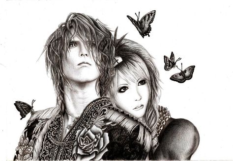 Butterfly lovers ~ Kamijo x Hizaki by EJW1601 on DeviantArt Versailles Band, Versailles Philharmonic Quintet, Kamijo, J Fashion, Visual Kei, Be Inspired, Versailles, Rock Art, 3 Months