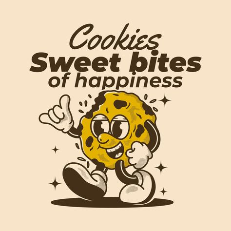 Cookies, sweet bites of happiness . Please visit WWW.ADIPRA.COM to download this artwork, buy t-shirt, or order for custom artwork . adprstudio@gmail.com www.adipra.com . #cookies #cookiescharacter #vintagecookies #cookiesmascot #cookieslogo #cookiesillustration #adiprastd #tshirtdesign #clothingbrand #retrodesign #vintagedesign #branddesign #appareldesign #branding #procreate #artwork #logodesign #adiprastudio Taco Character Design, Cookie Mascot, Cookie Doodle, Procreate Artwork, Cookie Vector, Latinas Quotes, Cartoon Cookie, Diy Crafts For Teen Girls, 70s Nostalgia