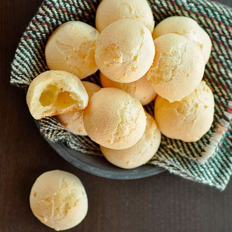 How to Make Pão de Queijo (Brazilian Cheese Bread) Cooking Lessons from The Kitchn | The Kitchn Brazilian Cheese Puffs, Brazilian Cheese Bread, Cheese Puffs, Spicy Salsa, Braised Chicken, Cooking Lessons, Brazilian Food, Cheese Flavor, Cheese Bread