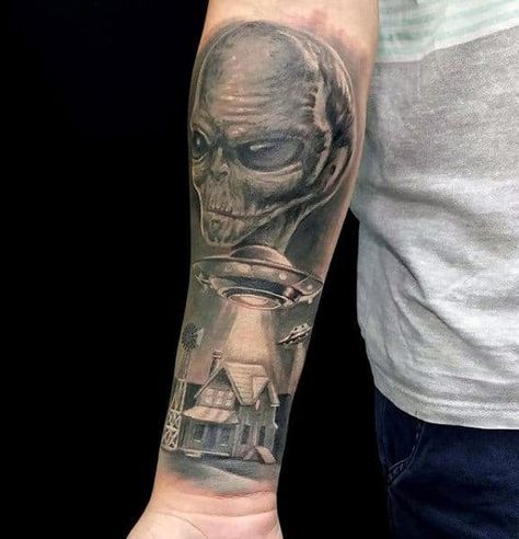 Top 63 Alien Tattoo Ideas [2021 Inspiration Guide] Alien Tattoo Ideas, Alien Tattoos, Ufo Tattoo, Forever Tattoo, Extraterrestrial Life, Alien Tattoo, Tattoo Now, Ship Tattoo, Tattoo Designs For Men