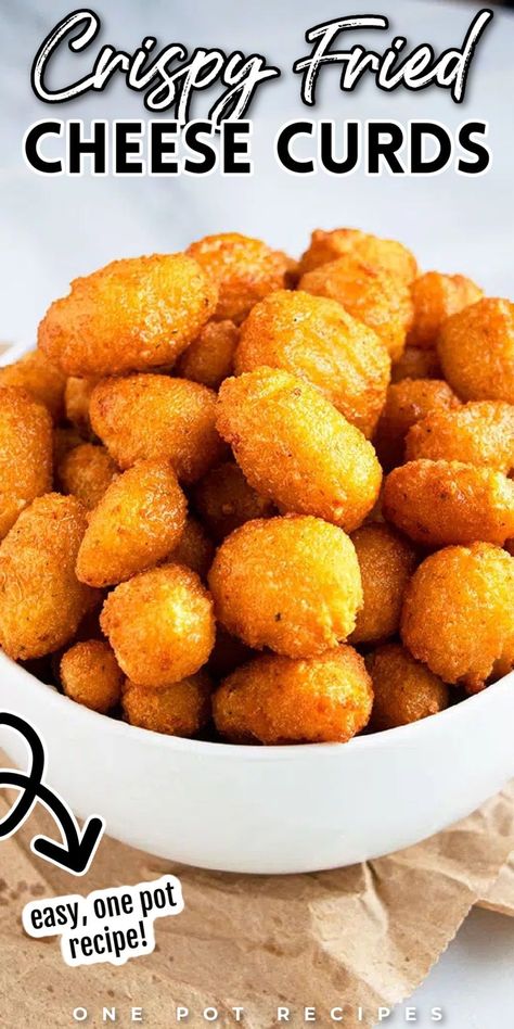 This is an easy recipe for breaded and crispy fried cheese curds that can be made at home with simple ingredients in just one pot on the stovetop. The recipe takes only 30 minutes to prepare and the curds are coated in flour, milk, and an egg mixture before being topped with garlic breadcrumbs. If you love cheese, this dish is perfect for you. These cheese curds are a hit for game days and parties and are deliciously cheesy and easy to make. You just can’t go wrong with this recipe! Pan Fried Cheese Curds, Fried Cheese Curds Recipe, Homemade Cheese Curds, Cheesy Appetizers, Cheese Curds Recipe, Fried Cheese Curds, Cranberry Salsa, Fried Cheese, Curd Recipe