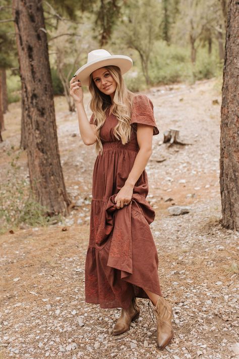 Long dress with cowboy boots