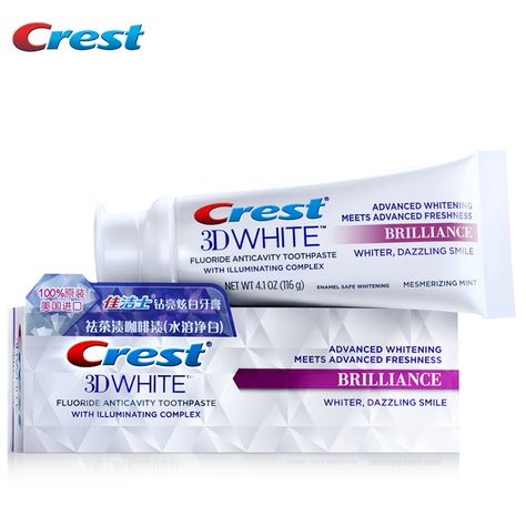 116g Crest 3D White Brilliance Advanced Whitening Toothpaste Teeth Whitening Anticavity Tooth Paste Crest 3d White Brilliance, Crest 3d White Toothpaste, White Toothpaste, Crest 3d White, Gum Care, Whitening Toothpaste, Oral Hygiene, Oral Care, Teeth Whitening