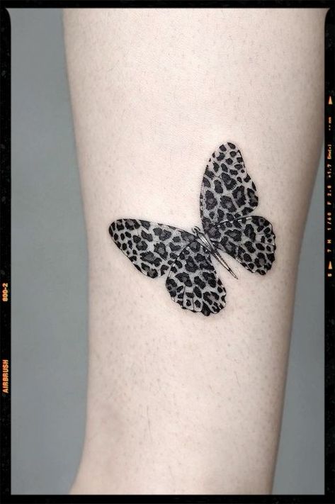 Leopard Butterfly Leg Tattoo Leopard Print Tattoo For Women Arm, Animal Print Butterfly Tattoo, Leopard Feather Tattoo, Shoulder Tattoo Animal, Leopard Print Tattoo Sleeve Filler, Cheetah Print Butterfly Tattoo, Butterfly Leopard Tattoo, Leopard Outline Tattoo, Leopard Print Hand Tattoo