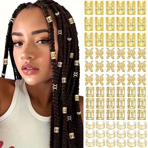 Hairstyles hair styles  peinados cabello corto peinados faciles coiffure Diy Dreadlocks, Gold Hair Jewelry, Braids Accessories, Hair Jewelry For Braids, Hair Accessories Braids, Style Braids, Braided Dreadlocks, Braid Cuffs, Braid Accessories