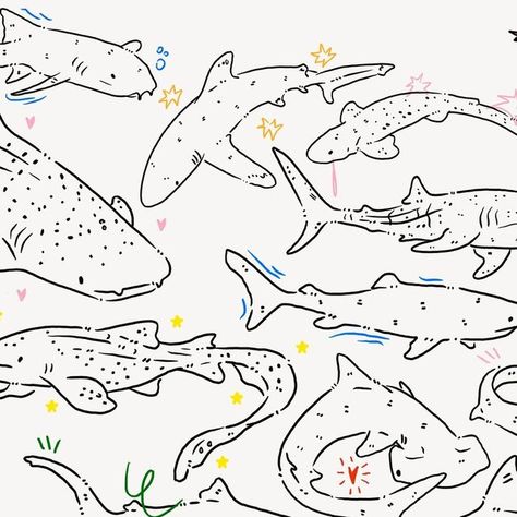 tatts artist🪁 on Instagram: "new shark flashes! all repeatable and may be sold as a tattoo ticket 🎟️💖  #fyp #fypシ #tattooideas #tattoos #tattooart #shark #whaleshark #marinelife #seacreatures #sealife #ocean #diving #biology #zoology #illustration #uktattoo #brightontattoo #zürichstudio" Marine Biology Tattoo, Biology Tattoos, Zoology Illustration, Sealife Tattoos, Biology Tattoo, Tattoo Ticket, Ocean Diving, Brighton Tattoo, Marine Biology