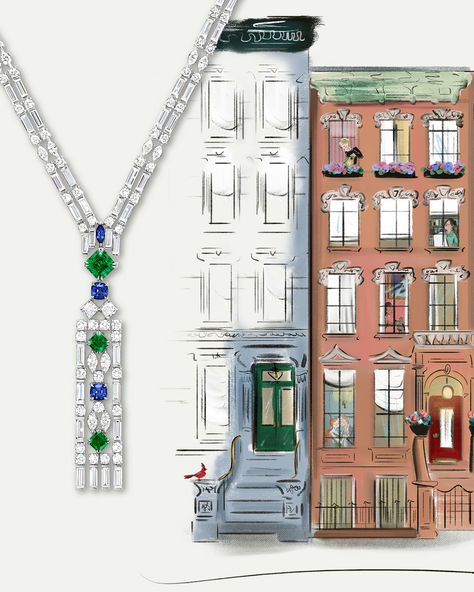 Like the iconic buildings of New York City, a high jewelry necklace from the Brownstone series is an architectural gem designed to be treasured for generations to come. Explore the landmarks of New York through the Brownstone Necklace with Emeralds and Sapphires by Harry Winston. High Jewelry Necklace, High Jewelry Design, Diamond Pendent, Jewellery Sketches, Iconic Buildings, Harry Winston, Emerald Necklace, Green Witch, High Jewelry