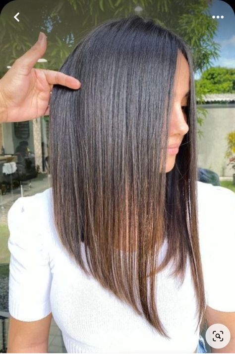 Bob Hairstyles Long Hair, Triangle One Length Below The Shoulder, Very Long Bob Straight, Long Bob With Peekaboo Color, Long A Line Bob Haircut, Long Lob Haircut With Layers Face Framing, Long Mikado Haircut, Long Bob Haircuts Straight Fine Hair, Bob Cut Long Hair