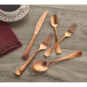 Copper Flatware, Cat Tree House, Flatware Sets, Steel Wool, Sam's Club, Flatware Set, Simple Shapes, Flatware, Cambridge