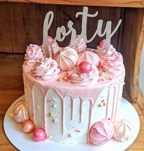 Happy 40th birthday #cake #dripcake Girly 40th Birthday Cakes, Fabulous 40th Birthday Cake, 40 Years Old Cake Woman, Female 40th Birthday Cake, Ladies 40th Birthday Cake, 40 Birthday Ideas For Woman Turning 40 Cake, Birthday Cake For 40 Year Old Women, 40 Birthday Cake For Women Turning 40, 40 Cake Ideas