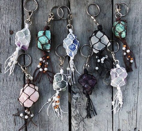 Boho Car Decor, Keychain Hook, Unique Keychain, Boho Keychain, Crystal Keychain, Keychain Backpack, Girly Car, Wrapped Crystal, Unique Keychains