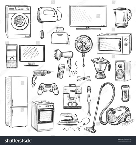 Drawing Items Products, Random Objects Drawing Reference, Household Items Drawing, Household Objects Drawing, Isometric Objects Drawing, Object Drawing Reference, Drawing Ideas Objects, Hand Tools Drawing, Daily Objects Sketches