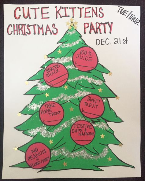 Christmas party sign up sheet. #roommom #preschool #preschoolparty #christmasparty Christmas Party Sign Up Sheet, Christmas Party Sign, Sign Up Sheet Template, Therapeutic Recreation, Template Free Printable, Party List, Infant Classroom, Kids Christmas Party, Template Christmas