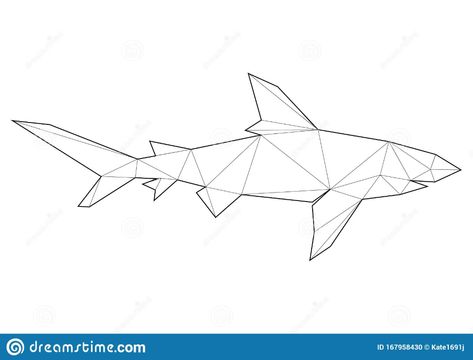 Geometric Shark Tattoo, Art Of Animals, Geometric Shark, Beachy Tattoos, Linear Art, Poly Art, Polygon Art, Shark Tattoos, Low Poly Art