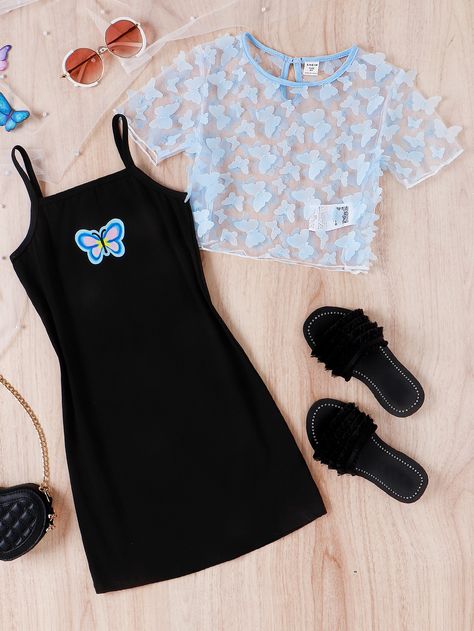 Pretty Outfits Dress, Cute Clothes For 9-10, 5th Grade Girl Outfits, Cute Outfits Shein, Butterfly Outfit, Adrette Outfits, Shein Kids, Cute Dress Outfits, Quick Outfits