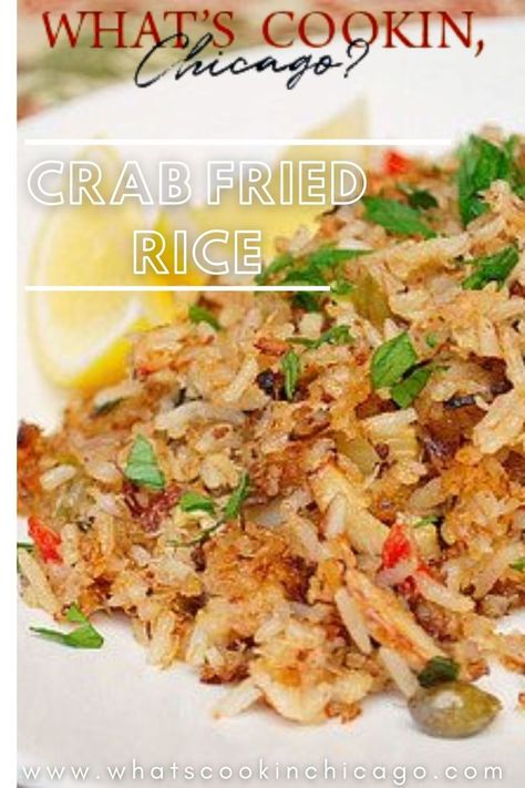 an image of crab fried rice on a white plate. Crab Fried Rice Recipe, Crab Fried Rice, Crab Rice, Broccoli And Carrots, Crab Fries, Doughnut Recipe Easy, Seafood Meals, Better Job, Fried Rice Recipe