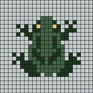 Alpha pattern #124740 | BraceletBook Crochet Tapestry Pattern Beginner, Perler Bead Leaf Pattern, Bracelet Patterns Pixel, Kandi Frog Pattern, Cross Stitch With Yarn, 20x20 Alpha Pattern, Cross Stitch Patterns Dog, Pixel Art Pattern Mushroom, Pixel Beetle