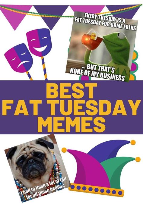 Fat Tuesday is here! Kick off the end of Mardi Gras with some humor and funny. Don't miss the best of the best Fat Tuesday memes! #funny #funnymemes #fattuesday #humor #lol #mardigras #lent Fat Tuesday Meme Funny, Happy Fat Tuesday Images, Mardi Gras Images, Tuesday Meme, 40 Days Of Lent, Tuesday Images, Coffee Meme, Weird Holidays, King Cake