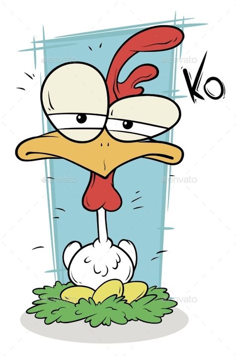 Chicken Vector Illustration, Chicken Drawing, Cartoon Drawings Of Animals, Cartoon Chicken, Duck Cartoon, Chicken Painting, Graffiti Characters, Chicken Art, Funny Birds