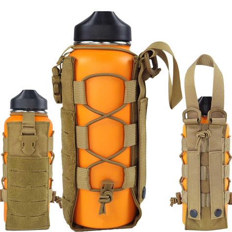 PRICES MAY VARY. 【Adjustable for 16-64oz Bottles】 Due to the flexible design, WICKTICK tactical bottle holder pouch universally fit 16oz - 64oz / 500ml - 1800ml bottles, from standard cans to nalgenes. Make sure your bottle is less than 3.94" in diameter and 11" in height 【Multi-Ways to Mount】 ①You can directly mount it to your tactical backpack, vest, or belt by using the metal-snap straps; ②You can use 2 carabiner to connect the built-in D-rings and attach the pouch to your outdoor gear or veh Tactical Pouches, Water Bottle Bag, Ceramic Frogs, Bear Spray, Motorcycle Camping, Water Bottle Holder, Tactical Backpack, Cup Sleeve, Fire Extinguishers