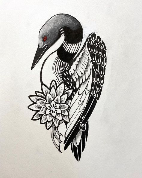 Loon Tattoo Simple, Loon Tattoo Traditional, Minnesota Inspired Tattoo, Minnesota Tattoo Ideas, Minnesota Loon Tattoo, Loon Tattoo Ideas Design, Loon Bird Tattoo, Loon Tattoo Ideas, Loon Art