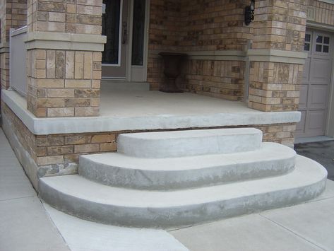 #resurface #concrete #steps #decorative #overlay Front Porch Step, Concrete Front Steps, Concrete Front Porch, Patio Stairs, Front Porch Steps, Porch Stairs, Front Walkway, Staircase Wall, Concrete Stairs