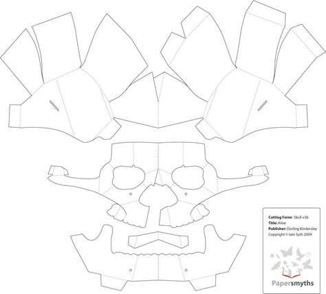 Another Pop Up Skull - Template example, No Instructions Paper Skull Template, Wintercroft Mask, Den Mrtvých, Paper Mask Template, Skull Template, Paper Toy Printable, Cardboard Mask, 3d Skull, Mask Template