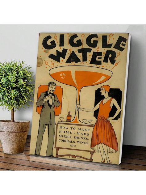 Giggle Water Wooden Framed Canvas Painting Wall Art Prints For Home Decoration, Living Room & Bedroom, Festival Party Decor, Gifts, Ready To HangGiggle Water Wooden Framed Canvas Painting Wall Art Prints For Home Decoration, Living Room & Bedroom, Festival Party Decor, Gifts, Ready To Hang Framed Modern   Canvas Figure,Letter Framed Picture   Home Decor, size features are:Bust: ,Length: ,Sleeve Length: Giggle Water, Martini Wall Art, Water Print, Antique Bar, Cart Decor, Bar Poster, Cocktail Book, Water Printing, Art Bar