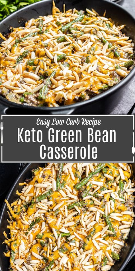 Keto Green Bean Casserole, Almond Crumble, Green Bean Casserole Recipe, Keto Green, Christmas Side, Hosting Ideas, Keto Side, Greenbean Casserole Recipe, Keto Cream