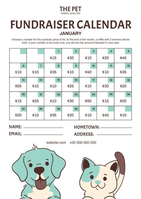 Hand-drawn Animal Shelter Fundraiser Calendar Dog Rescue Fundraising Ideas, Animal Shelter Donation Ideas, Animal Fundraiser, Animal Shelter Ideas, Saving Dogs, Animals Shelter, Animal Shelter Donations, Animal Shelter Fundraiser, Animal Rescue Fundraising