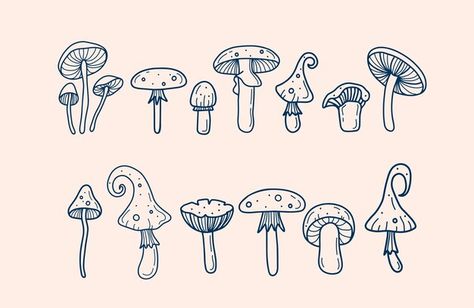 Simple Mushroom Illustration, Shelf Mushroom Drawing, Minimalist Mushroom Drawing, Mushroom Flash Sheet, Tiny Mushroom Drawing, Mushroom Illustration Trippy, Cottage Core Sketch, Cottage Core Doodles, Mushroom Line Drawing