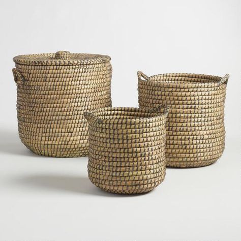 Espresso Seagrass Patricia Tote Baskets | World Market Large Baskets For Storage, Shoe Bins, Baskets For Storage, Entry Storage, Staging Ideas, House Remodeling, Piano Room, Patio Kitchen, Market Basket